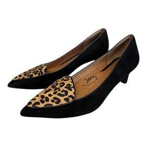 SOFFT | Varney Sturdy Black Leather Calf Hair Loafers Kitten Heel Dress Shoes 8